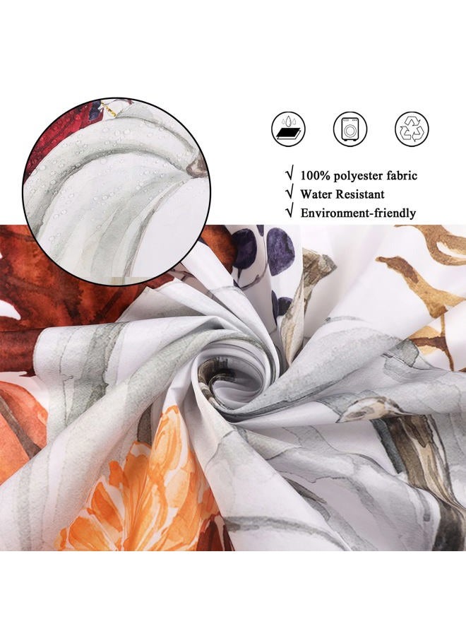 GCIREC Autumn Pumpkin Shower Curtain, Fall Thanksgiving Harvest Watercolor Floral Pumpkin Boho Bathroom Curtain Home Bathtub Decor Waterproof Fabric Machine Washable with 12 Hooks,72"X72" - Image 4