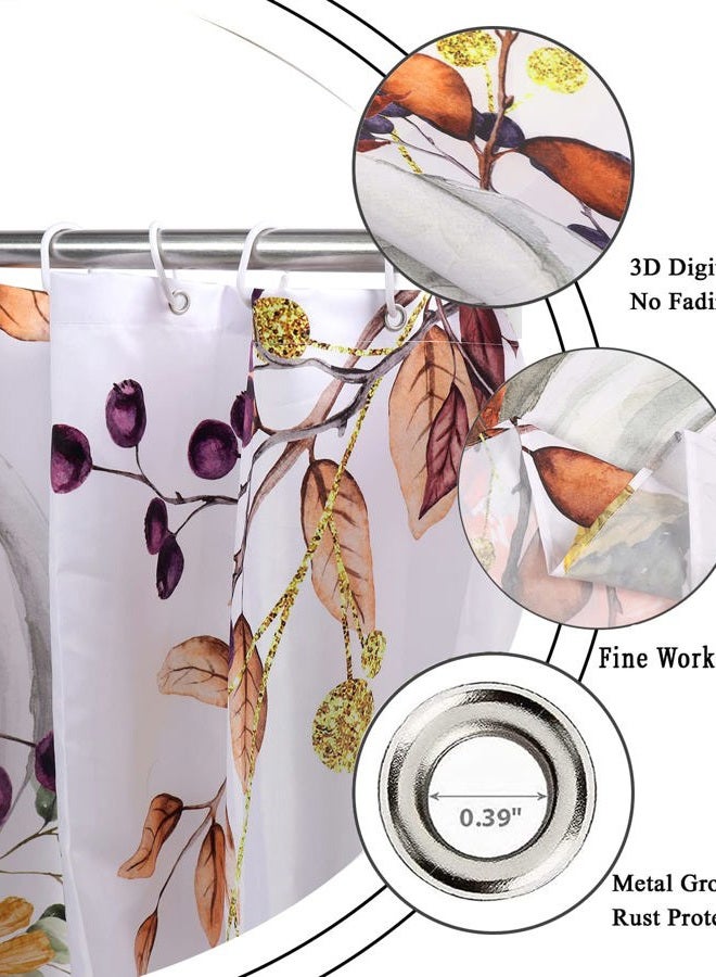 GCIREC Autumn Pumpkin Shower Curtain, Fall Thanksgiving Harvest Watercolor Floral Pumpkin Boho Bathroom Curtain Home Bathtub Decor Waterproof Fabric Machine Washable with 12 Hooks,72"X72" - Image 5