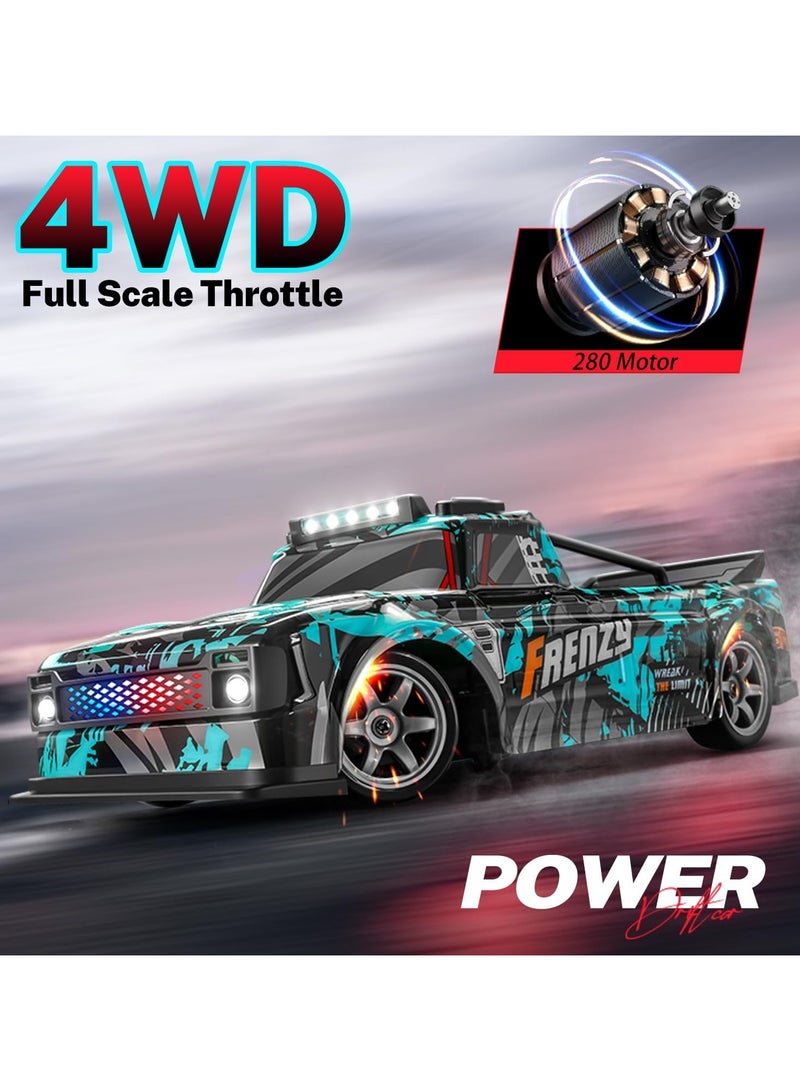 Taizz Ventures 1:16 RC Drift Car – 25KM/H 4WD High Speed Remote Control Car with LED Lights, 2 Rechargeable Batteries, Extra Tires – Drift Racing RC Car for Kids & Adults - Image 4