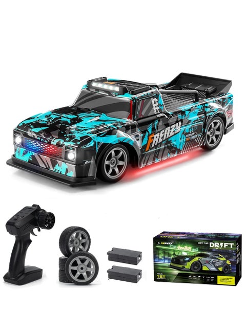 1:16 RC Drift Car – 25KM/H 4WD High Speed Remote Control Car with LED Lights, 2 Rechargeable Batteries, Extra Tires – Drift Racing RC Car for Kids & Adults