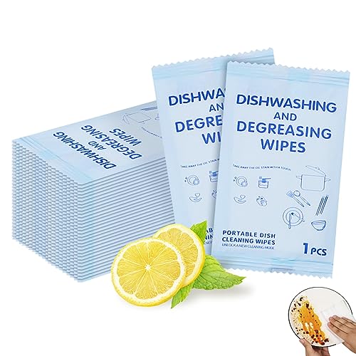 Hipruict Portable Cleaning Wipes, 100 Count Dish Soap Disposable Wipes, Individually Wrapped Dish Wipe for Travel and Camping Quick Cleaningups - Image 1
