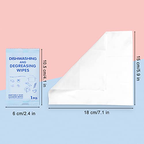 Hipruict Portable Cleaning Wipes, 100 Count Dish Soap Disposable Wipes, Individually Wrapped Dish Wipe for Travel and Camping Quick Cleaningups - Image 3