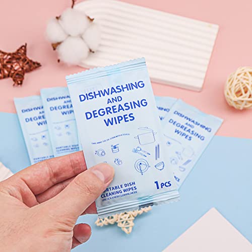 Hipruict Portable Cleaning Wipes, 100 Count Dish Soap Disposable Wipes, Individually Wrapped Dish Wipe for Travel and Camping Quick Cleaningups - Image 4