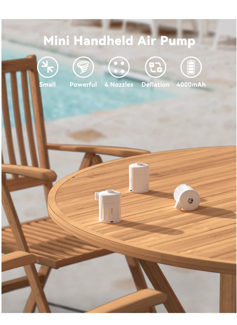 Arabest - Portable Air Pump for Inflatables, Electric Air Pump 4000mAH Battery Rechargeable Pump Ultra-Mini Inflator/Deflator Pump for Air Mattress Swimming Rings Bed Pool Toy Vacuum Storage Bags - Image 1