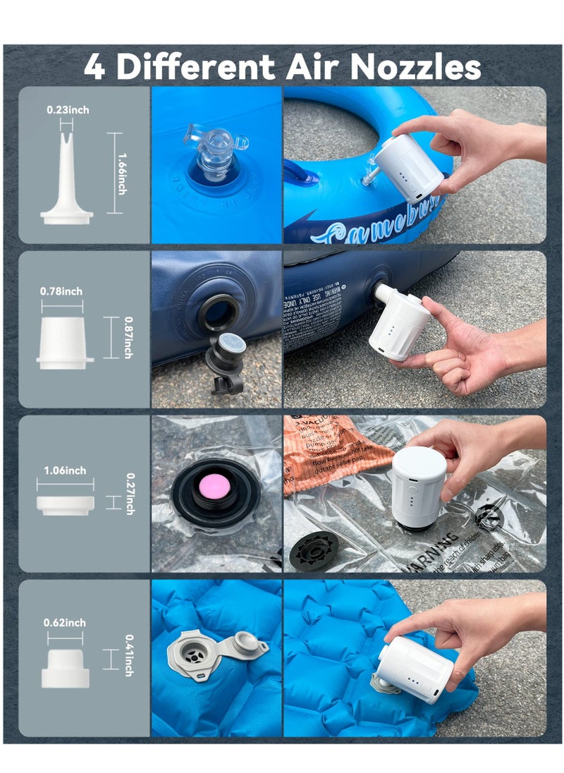 Arabest - Portable Air Pump for Inflatables, Electric Air Pump 4000mAH Battery Rechargeable Pump Ultra-Mini Inflator/Deflator Pump for Air Mattress Swimming Rings Bed Pool Toy Vacuum Storage Bags - Image 1