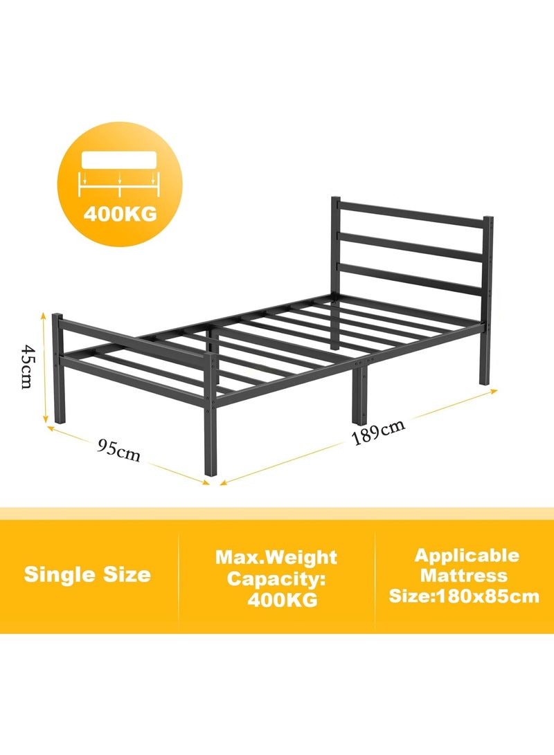 Chulovs 190*90cm Twin Metal Bed Frame with Underbed Storage – Heavy-Duty Steel Slat Support | No Box Spring Needed, Sturdy Mattress Foundation | Easy Assembly, Black for Bedroom & Gaming Room - Image 2