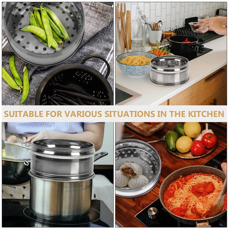 Thickened 14cm Stainless Steel Steamer Basket Reusable Steaming Rack Pot Insert for Vegetables - Image 4