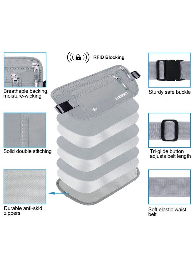 LANNEY Money Belt for Travel, Slim RFID Blocking Women and Men Hidden Travel Pouch Under Clothes, Passport Holder Protect Cash, Documents, Credit Card, Bonus 2 RFID Sleeves - Image 2