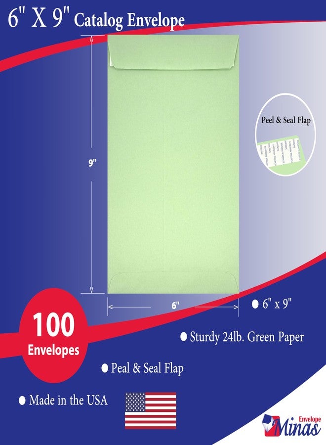 Minas Envelope 100 Minas Envelope 6" x 9" Catalog Envelopes, Peel & Seal Flap, Sturdy 24lb. Paper, 100 Count (Green) - Image 2