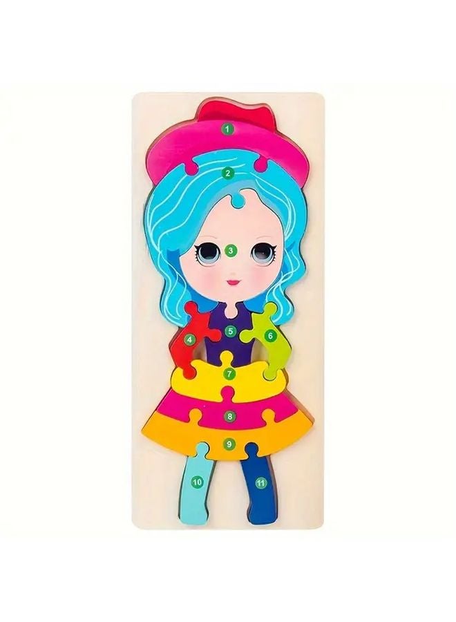 ألعاب خشبية ثلاثية الأبعاد للفتيات، ديناصور حيواني ملون، هدية تعليمية لعيد الميلاد - Image 1