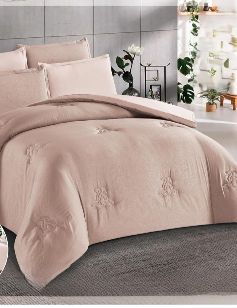 Brides Summer double bed sheet set, 6 pieces, embroidered pattern, microfiber material, size 230*250cm - Image 1