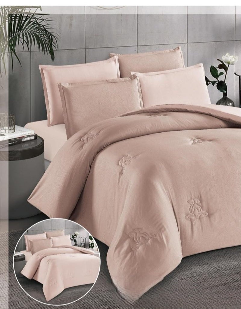 Brides Summer double bed sheet set, 6 pieces, embroidered pattern, microfiber material, size 230*250cm - Image 3