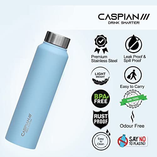 CASPIAN /// Astra Stainless Steel Water Bottle (Sky Blue & Light Pink, 1 Litre, Set of 2)| Leak Proof Thunder for Fridge Home Office Travel School Kids Boys Girls Adults Sports Gym Yoga - Image 4