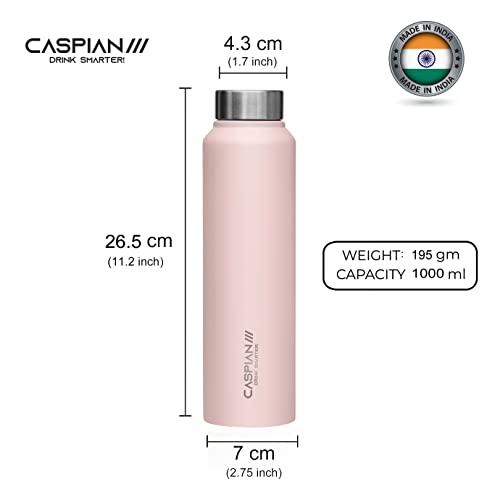 CASPIAN /// Astra Stainless Steel Water Bottle (Sky Blue & Light Pink, 1 Litre, Set of 2)| Leak Proof Thunder for Fridge Home Office Travel School Kids Boys Girls Adults Sports Gym Yoga - Image 2