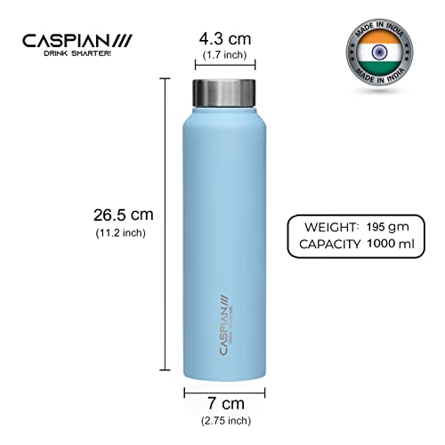 CASPIAN /// Astra Stainless Steel Water Bottle (Sky Blue & Light Pink, 1 Litre, Set of 2)| Leak Proof Thunder for Fridge Home Office Travel School Kids Boys Girls Adults Sports Gym Yoga - Image 3