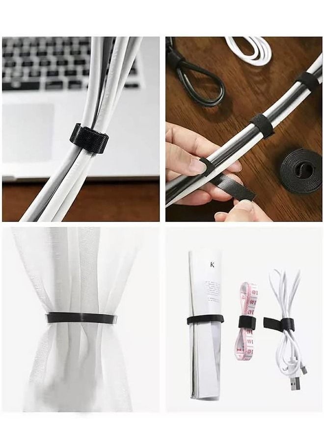 WooFree - 5 Meters Cable Fastening Tape and 8 Pieces Velcro Cable Organizer Clips Cable Management Package - Image 1