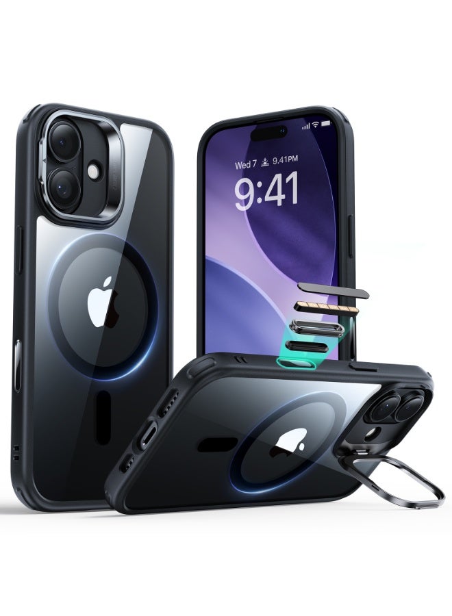 ESR iPhone 17 HaloLock Classic Hybrid Case with Stand – MagSafe Compatible Cover with Camera Control Button Military-Grade Drop Protection And Shock-Absorbing Corners - Clear Black - Image 1