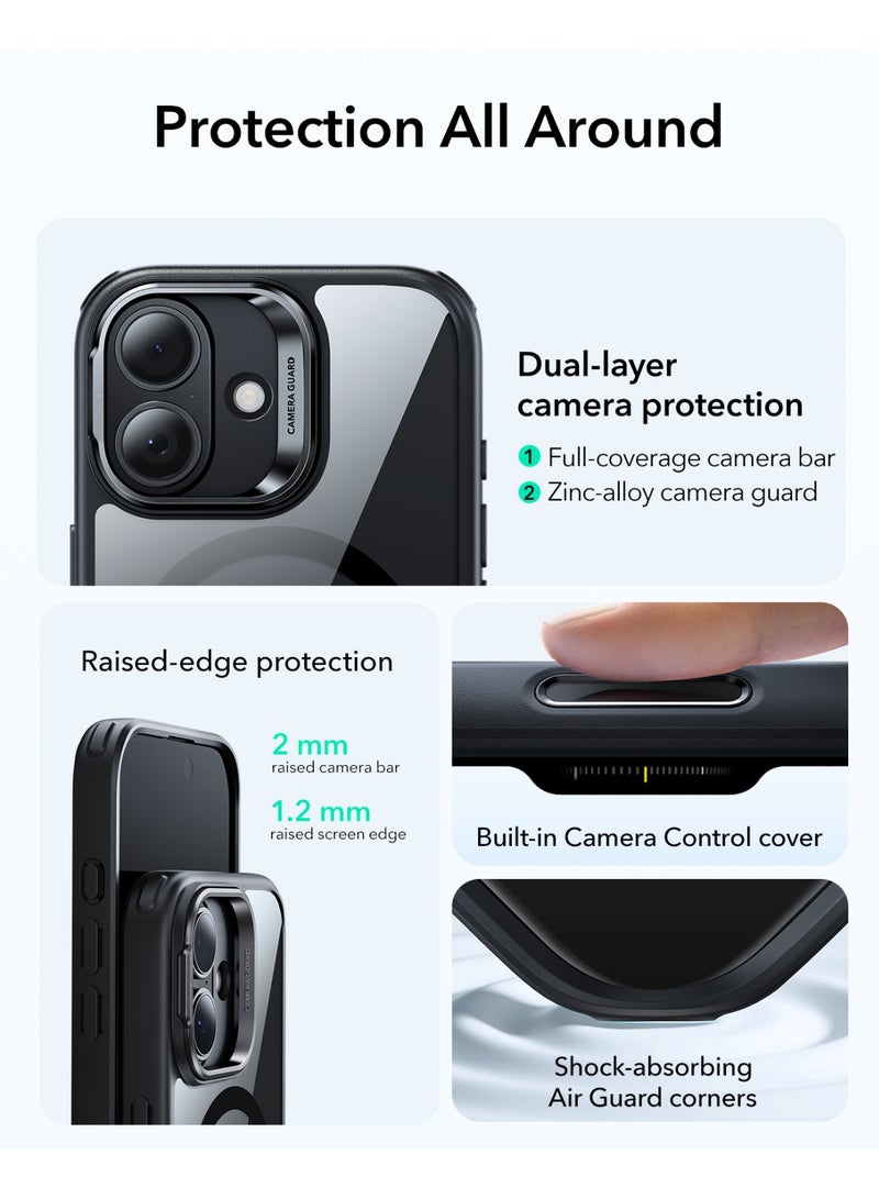 ESR iPhone 17 HaloLock Classic Hybrid Case with Stand – MagSafe Compatible Cover with Camera Control Button Military-Grade Drop Protection And Shock-Absorbing Corners - Clear Black - Image 4