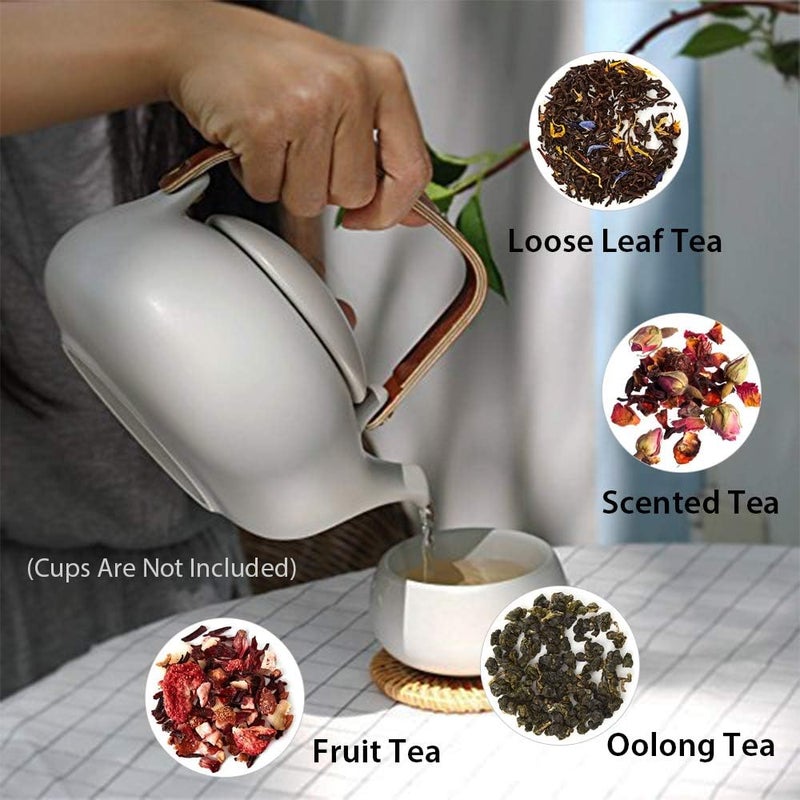 Zens Vintage Japanese Tea Pot with Strainer, 27oz Matte Ceramic Teapot with Strainer for Loose Leaf Tea Steeper, Gray Japanese Hot Tea Brewing Pot with Bentwood Handle for Women, Tea Lovers Gifts - Image 4