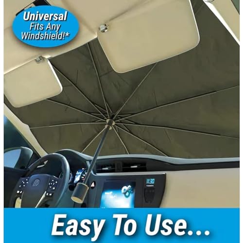 QIMIT Foldable Car Windshield Umbrella, Car Windshield Sun Shade Umbrella for Front Windows, UV Rays and Heat Sun Visor Protector Windshield Suitable for Various Car Models (Black) - Image 3