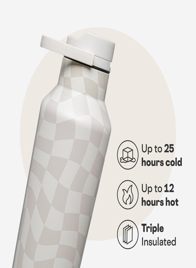 Corkcicle Classic Sport Canteen Insulated Water Bottle - Keeps Beverages Cold 25 Hours - Triple Insulated - Summer Drinkware Gift - Keeps Drinks Ice Cold - Leak-Proof Cap - 20 oz - Wavy Checkerboard - Image 3
