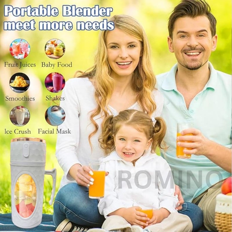 ROMINO Rechargeable USB Bottle Juicer Blender Digital Display Automatic Fruit Mixer Portable Smoothie Maker Powerful Electric Juices Grinder Machine Transparent 400ML Multicolor - Image 3