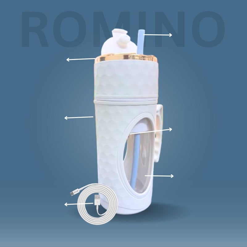 ROMINO Rechargeable USB Bottle Juicer Blender Digital Display Automatic Fruit Mixer Portable Smoothie Maker Powerful Electric Juices Grinder Machine Transparent 400ML Multicolor - Image 5
