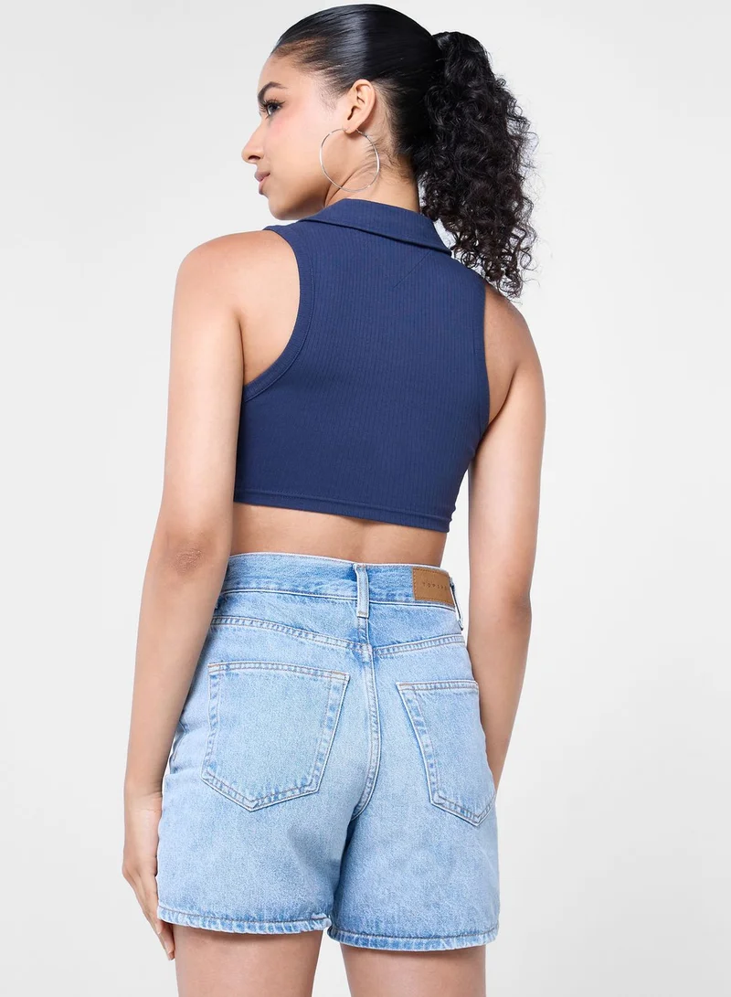 TOMMY JEANS Polo Neck Crop T-Shirt