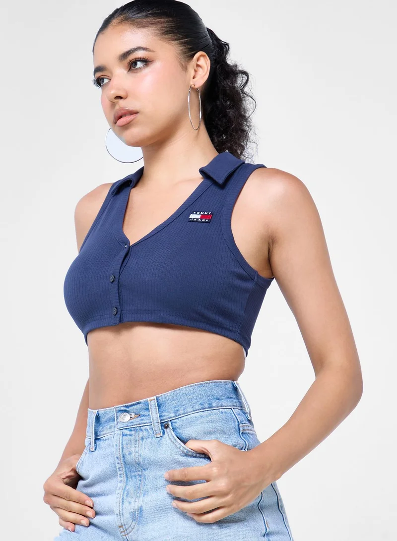 TOMMY JEANS Polo Neck Crop T-Shirt