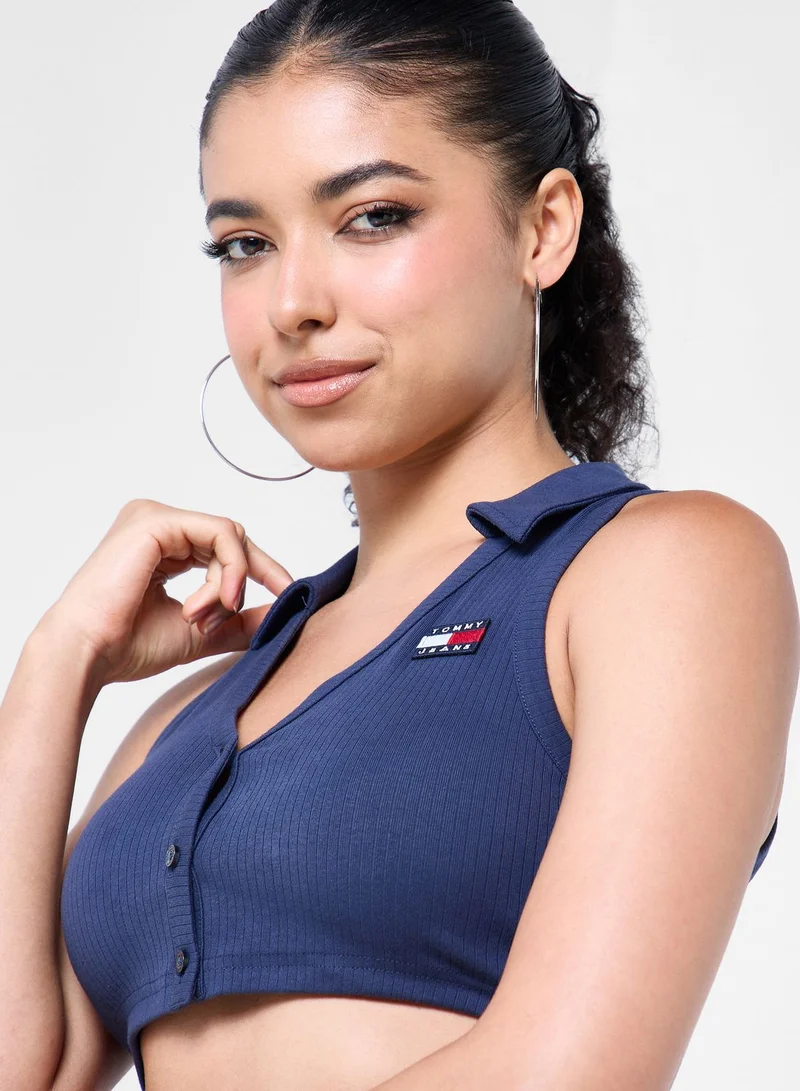 TOMMY JEANS Polo Neck Crop T-Shirt
