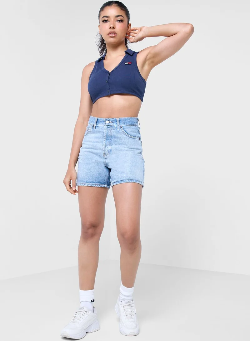 TOMMY JEANS Polo Neck Crop T-Shirt