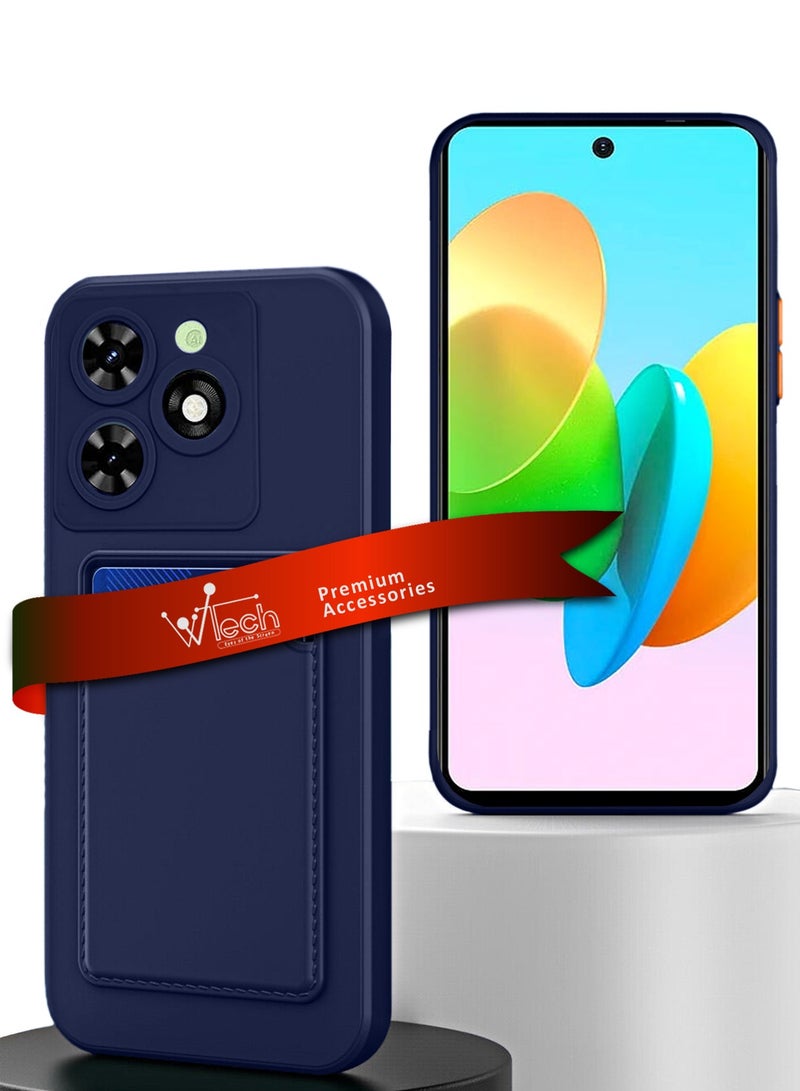 Wtech Silicone TPU With Card Holder Case Cover For Tecno Spark 20 / Spark 20C 4G 2023 Navy Blue  - Image 1