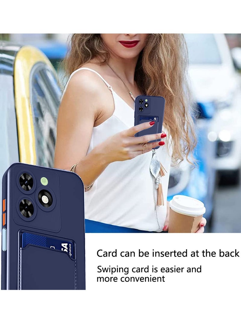 Wtech Silicone TPU With Card Holder Case Cover For Tecno Spark 20 / Spark 20C 4G 2023 Navy Blue  - Image 5