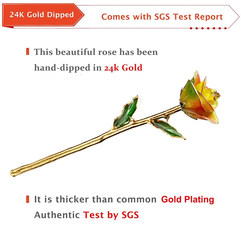 AliveRose for Wife  24K Gold Rose Made from Real Rose - Unique Design 24K Dipped Rose for Valentines Mothers Day Birthday Gifts (Rainbow Rose with Stand) - Image 4