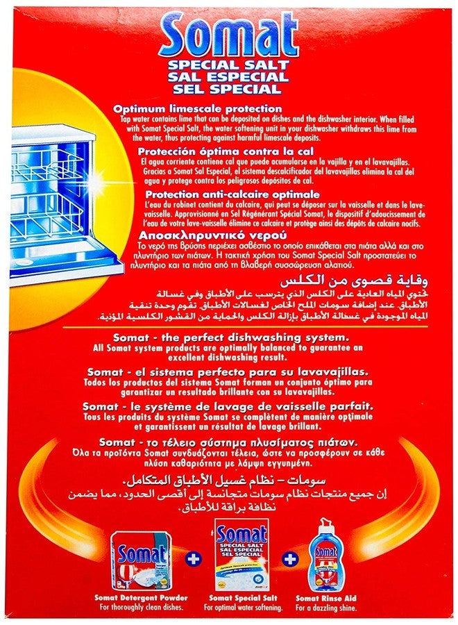 Somat ملح غسالة الصحون سومات - حبيبات خشنة، حماية من الجير، يلين الماء، يمنع البقع، يطيل عمر غسالة الصحون، 1.2 كجم (2.6 رطل)، عبوتين - Image 3