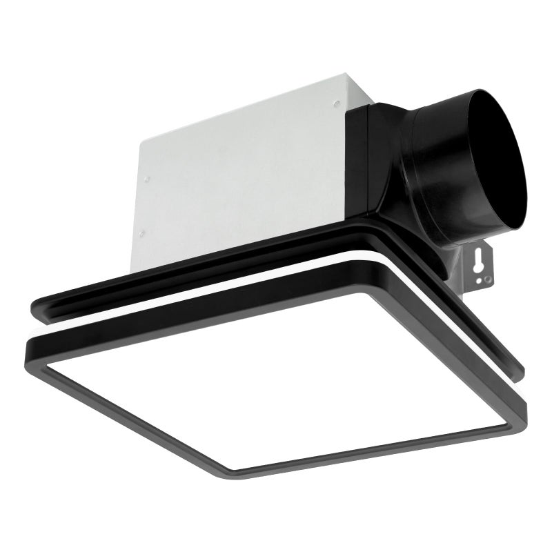 Akicon Bathroom Exhaust Fan with Light 80CFM 20 Sones Exhaust Fan for Bathroom Ceiling 15W Dimmable 3CCT LED Lights 35W Nightlight Vent Fan for Home Shower Room Square Black