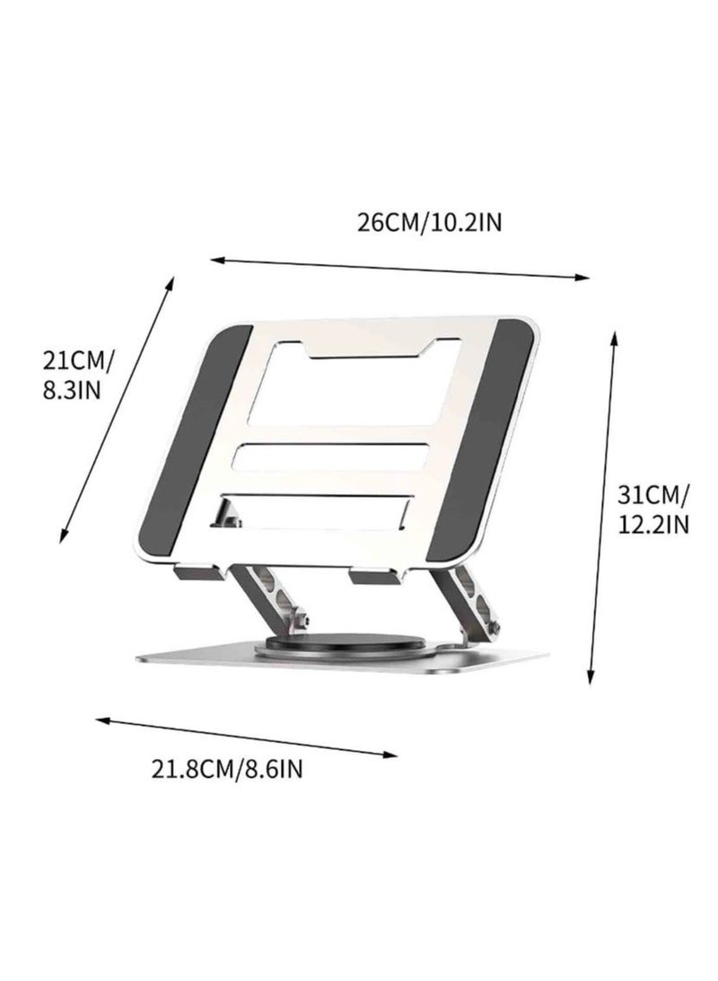 ARNOTEC 360° Rotating Laptop Stand, Adjustable Height Foldable Notebook Riser, Carbon Steel Ergonomic Holder with Cooling & Anti-Slip Pad, Compatible with Laptops up to 17.3 inch - Image 3