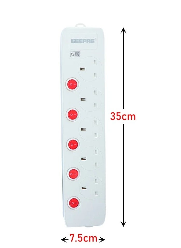 GEEPAS Geepas electrical extension, 3 meters, 5 outlets, white  - Image 2