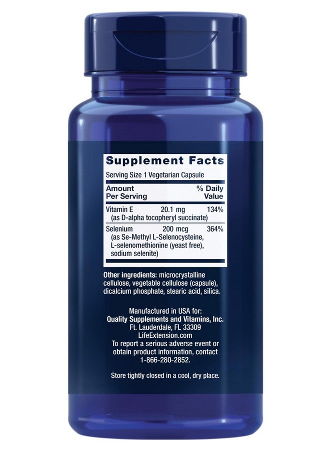 Life Extension Super Selenium Complex with Vitamin E - Cellular Health & Longevity Support - Gluten-Free, Non-GMO, Vegetarian -100 Capsules(Pack of 1) - Image 2