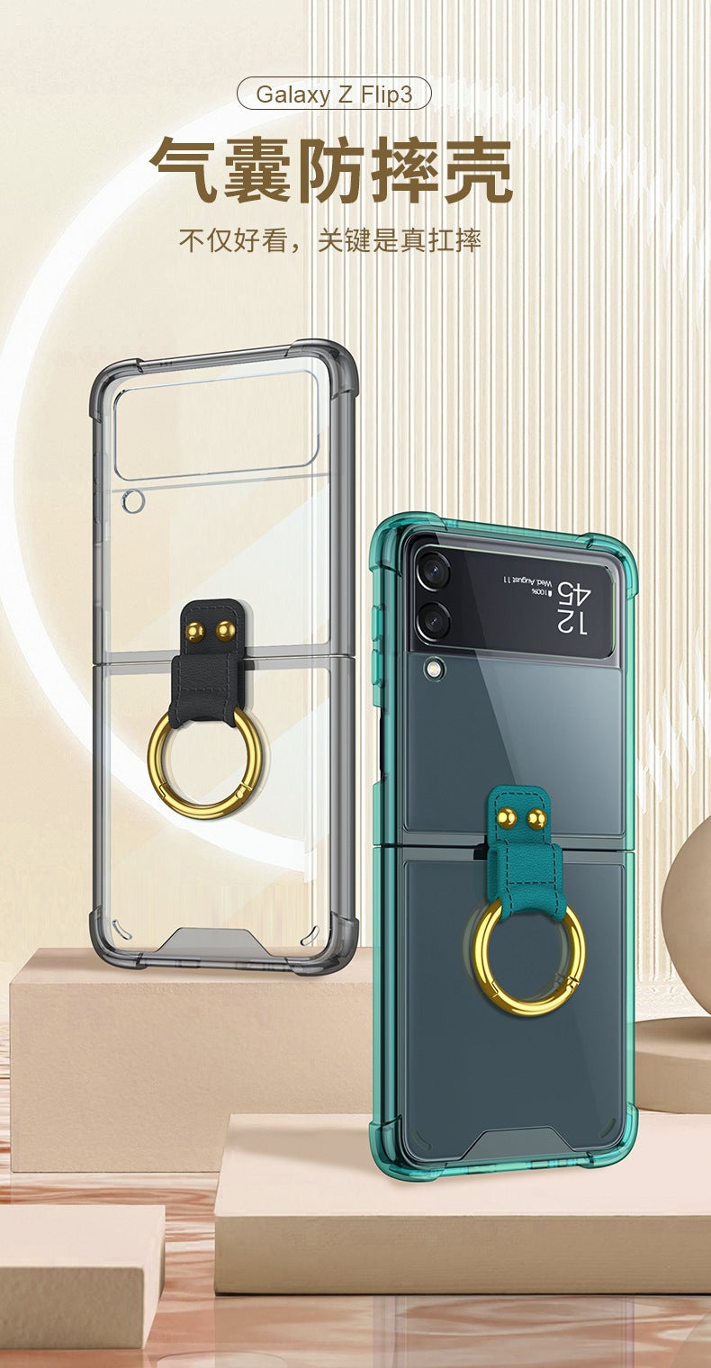 Samsung Galaxy Zflip3 Ring Airbag Flip3 Mobile Phone Protective Case Flip3 Anti-Fall Simple Style - Image 4