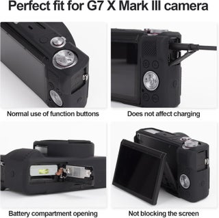Canon G7X Mark III Accessory Kit, Silicone Protective Case Cover, 2 Pack Tempered Glass Screen Protector, Detachable Lens Cover, Strap Wrist for Canon G7X3 G7XIII (Black) - view 2