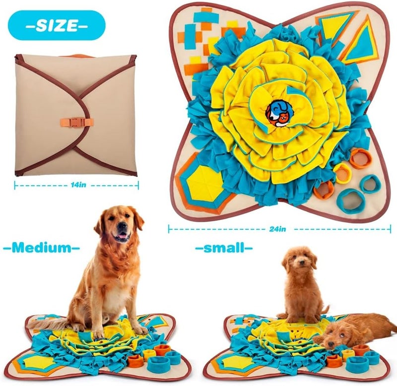 AWOOF Pet Snuffle Mat for Dogs, Interactive Feed Game for Boredom, Encourages Natural Foraging Skills for Cats Dogs Bowl Travel Use, Dog Treat Dispenser Indoor Outdoor Stress Relief (Khaki) - Image 3