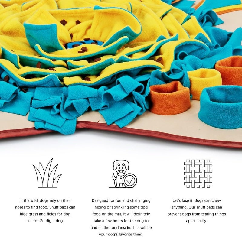 AWOOF Pet Snuffle Mat for Dogs, Interactive Feed Game for Boredom, Encourages Natural Foraging Skills for Cats Dogs Bowl Travel Use, Dog Treat Dispenser Indoor Outdoor Stress Relief (Khaki) - Image 2