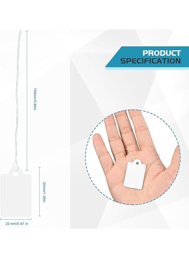 200 Pcs Mini Kraft Price Tags, Marking Tags Kraft Price Tags Writable Blank Price Labels Display Tags with Elastic Hanging String, 0.59 x 0.98 Inch (White) - Image 2