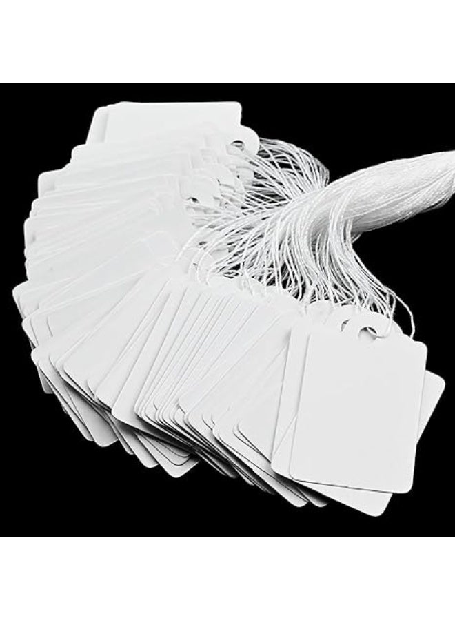 200 Pcs Mini Kraft Price Tags, Marking Tags Kraft Price Tags Writable Blank Price Labels Display Tags with Elastic Hanging String, 0.59 x 0.98 Inch (White) - Image 4