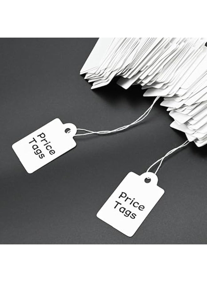 200 Pcs Mini Kraft Price Tags, Marking Tags Kraft Price Tags Writable Blank Price Labels Display Tags with Elastic Hanging String, 0.59 x 0.98 Inch (White) - Image 5