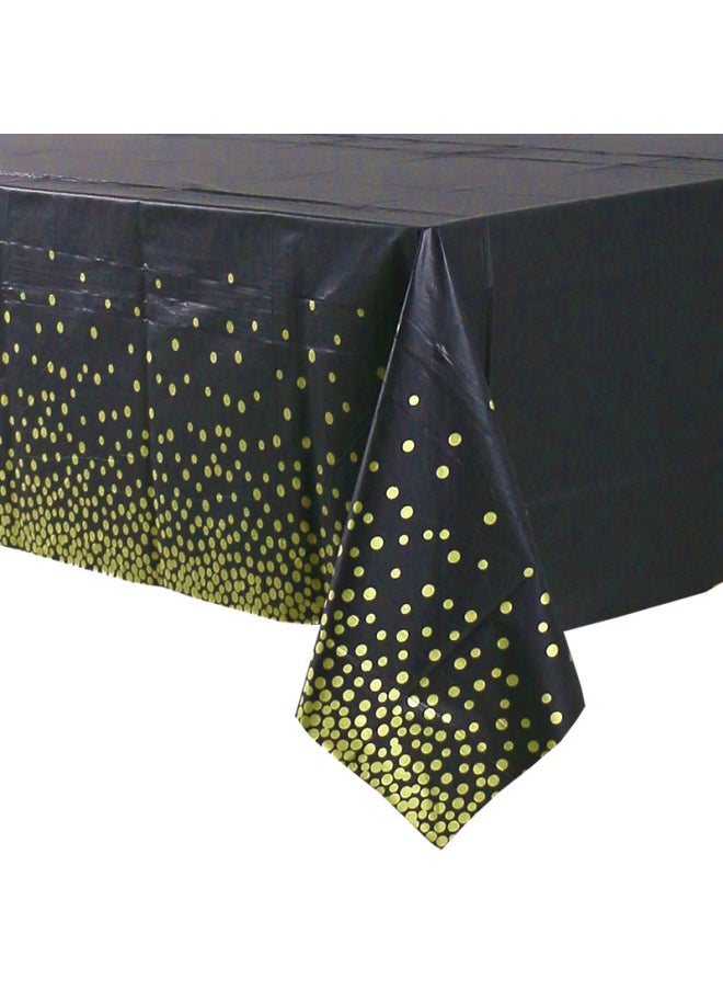 Generic Dot Disposable Tablecloth Gold And Silver Coffee Wave Dot Rose Gold Bronzing Dot Tablecloth 54x108in-Color:Gradient-Black Gold Dot 1.37x 2.74 M  - Image 1