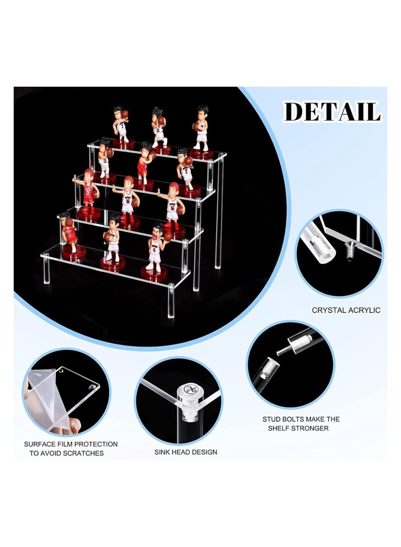 راكسوم حاملات عرض أكريليك، حامل عرض شفاف من 4 طبقات، حامل عرض على شكل سلم، حامل عرض مجوهرات كرتوني للمجموعات، حامل عرض أكريليك على شكل شخصيات سطح الطاولة لتنظيم الديكور، شفاف - Image 2