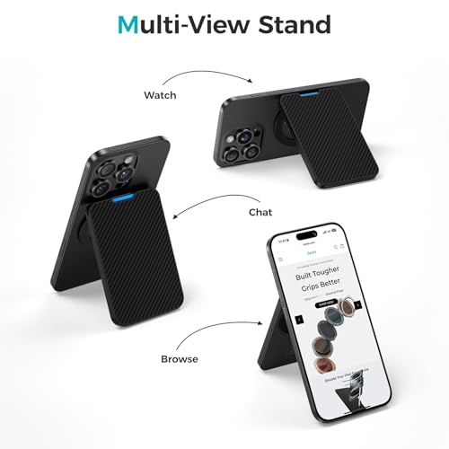 Benks محفظة BENKS لمغناطيس MagSafe مع حامل، محفظة ArmorGo المغناطيسية للرجال، حافظة بطاقات بسيطة تناسب 3 بطاقات لهواتف iPhone 16/15/14/13/12، حماية RFID، مصنوعة من الكيفلار (أسود/600D) - Image 3