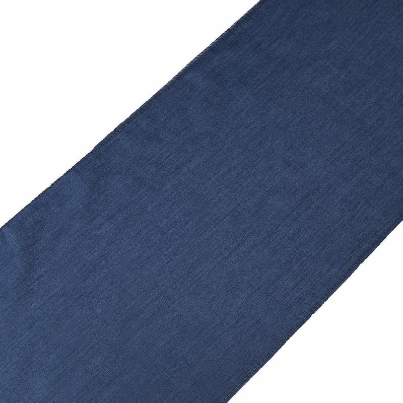 BalsaCircle 14x108Inch Dark Blue Faux Denim Polyester Table Top Runner Wedding Reception Party Catering Linens Decorations Supplies - Image 1